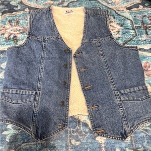 Vintage ELY Outerwear Denim Vest with Sherpa Lining